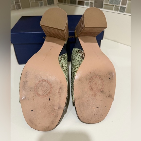 Adrienne Vittadini Snake Print Block Heel Mules - Picture 6 of 7